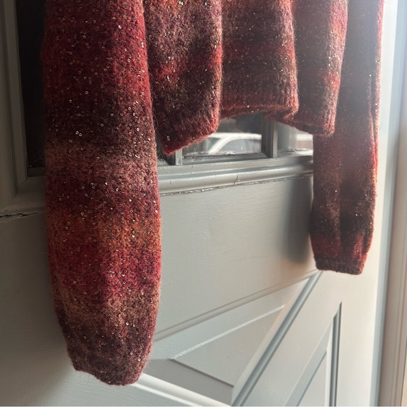 Alpaca Wool Sequin Knit Sweater Ombré Striped Banana Republic Cropped Sweater M - Picture 5 of 10